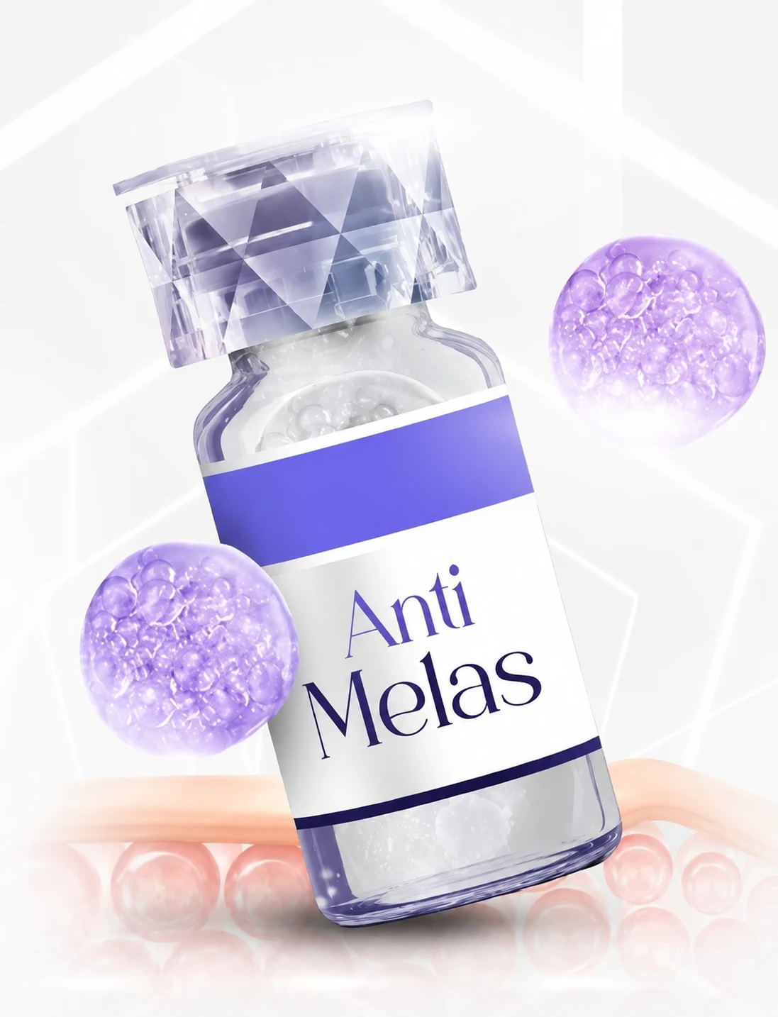 ภาพขวด Anti-Melas สำหรับประกอบข้อมูลโปรแกรมรักษาฝ้า กระ จุดด่างดำ