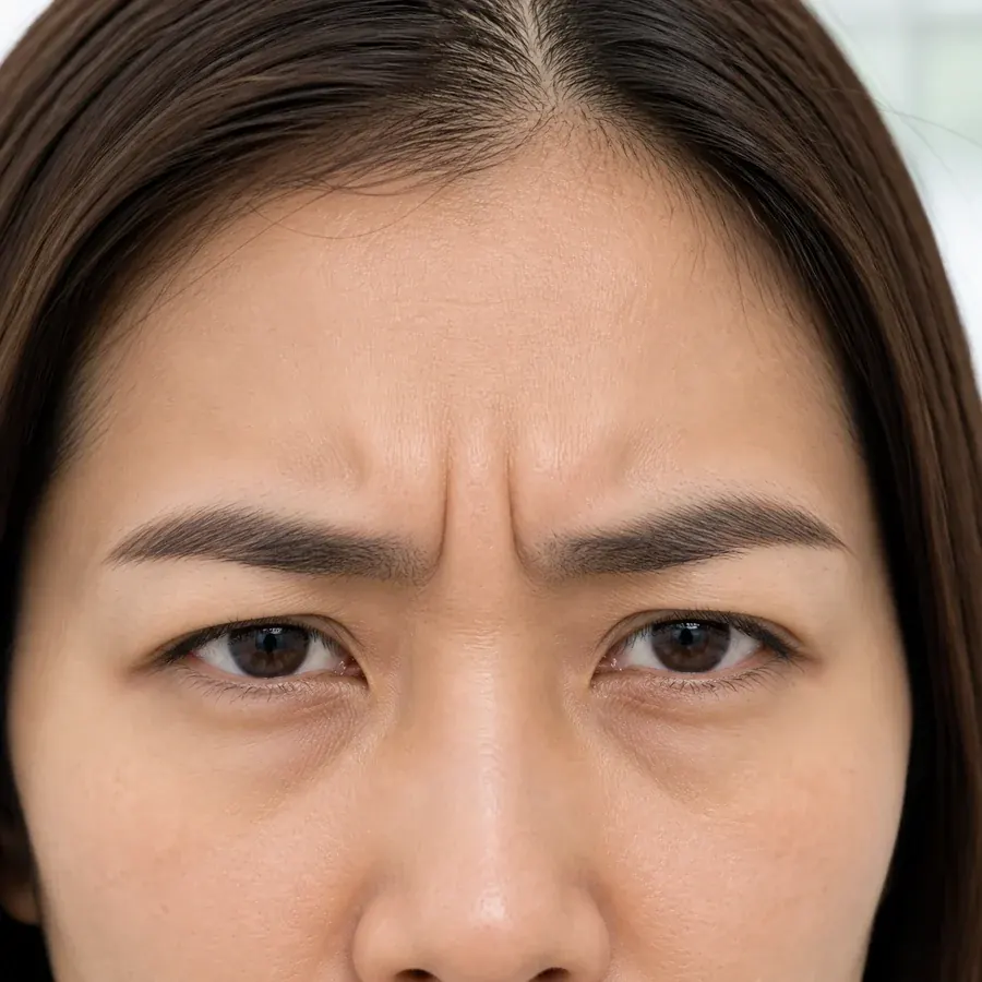 รอยย่นหว่างคิ้วขณะขมวดคิ้วสำหรับโปรแกรมโบ
