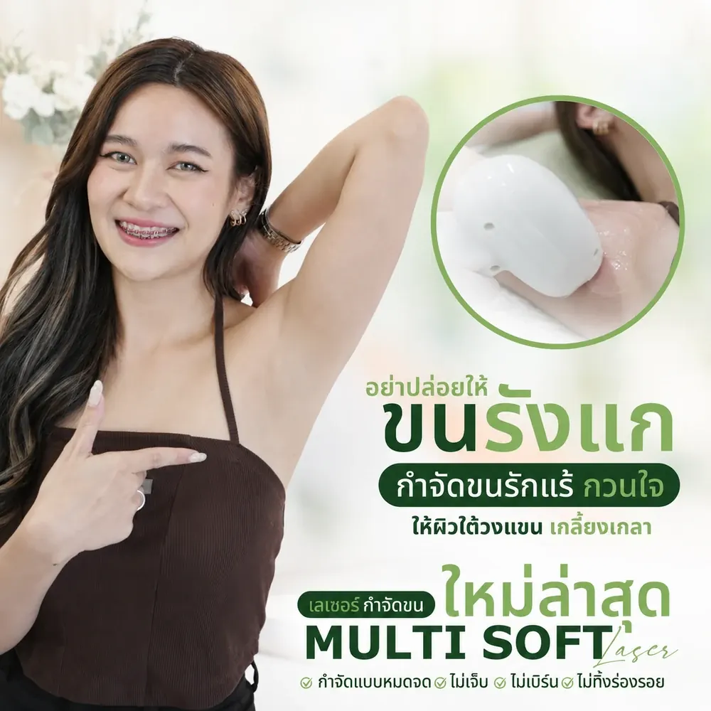 ภาพสื่อสารบริการ Multi Soft Laser สำหรับลูกค้าที่สนใจเลเซอร์กำจัดขน